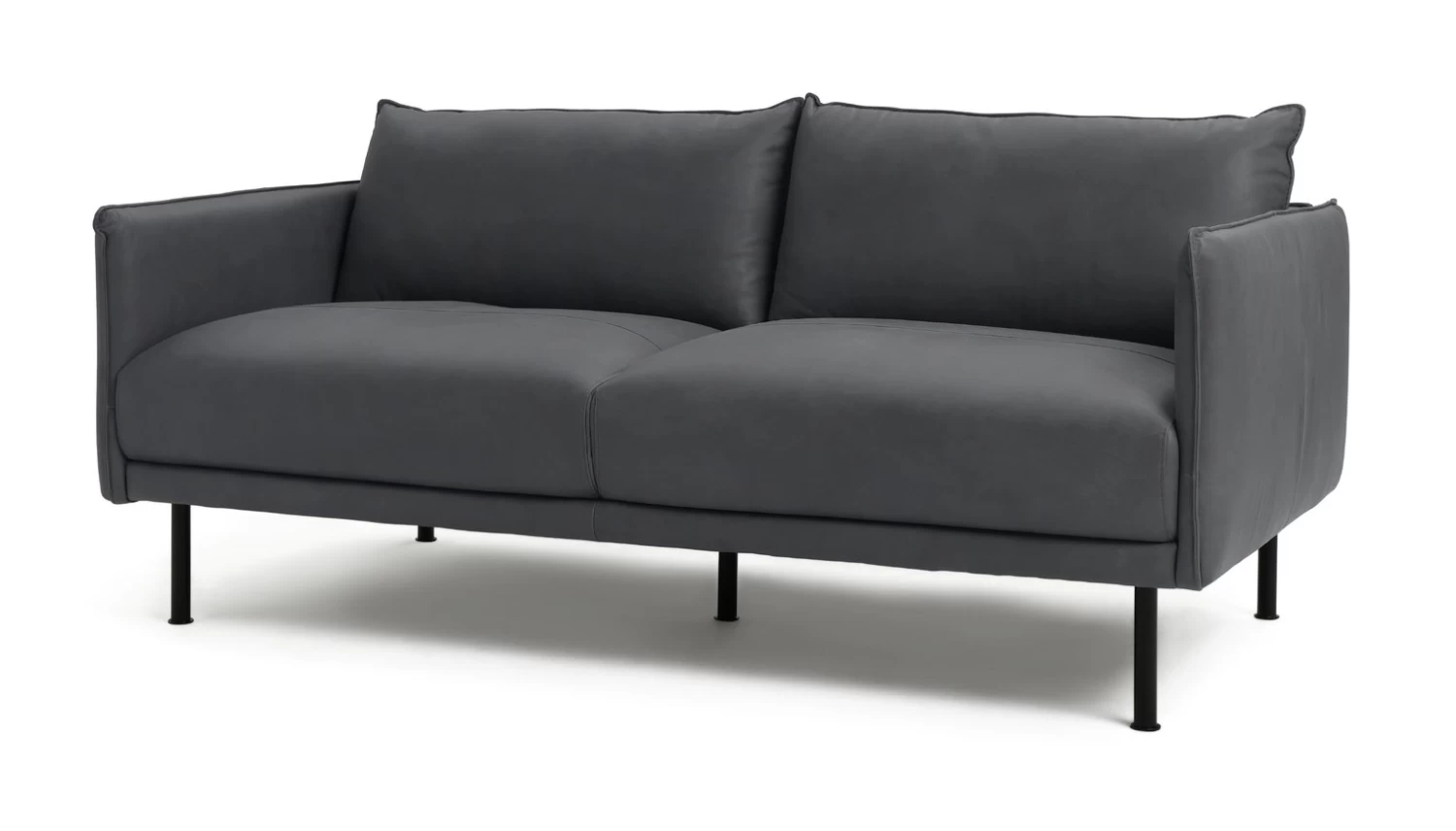 Habitat Moore Leather 3 Seater Sofa - Dark Grey - Image 5