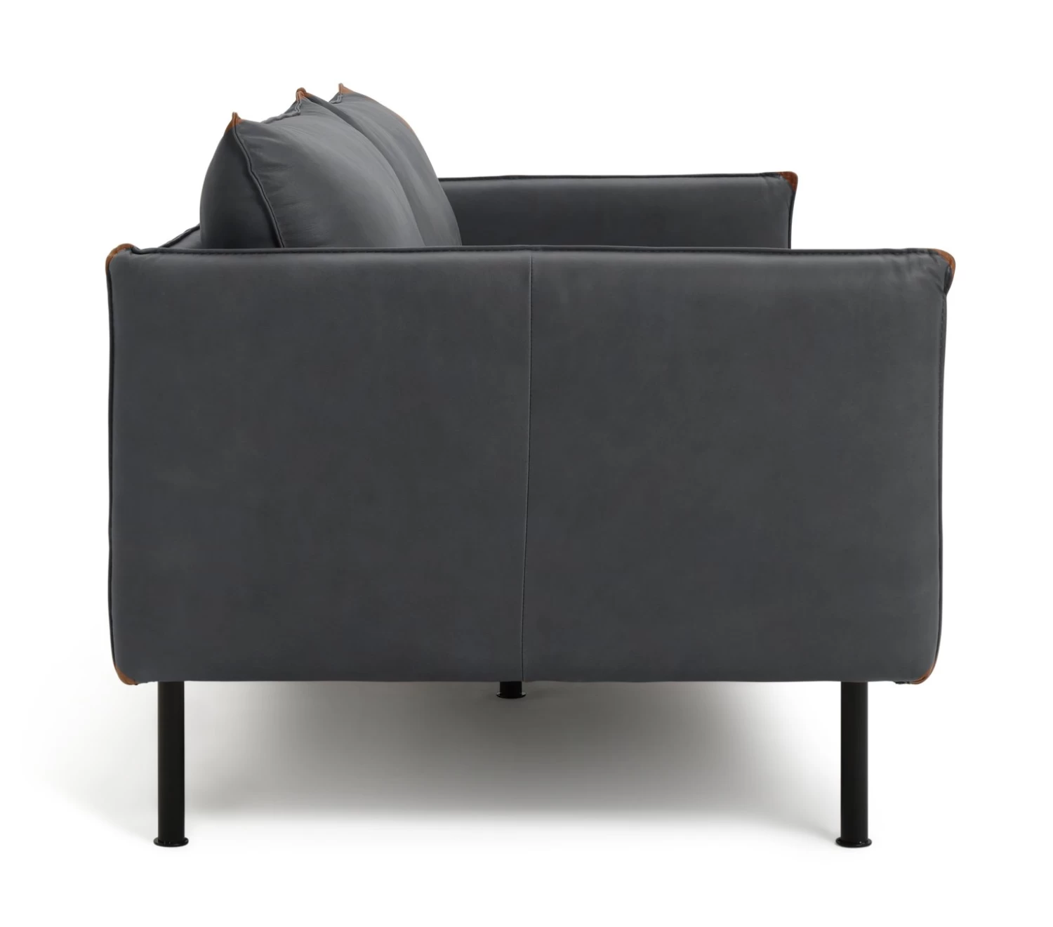 Habitat Moore Leather 3 Seater Sofa - Dark Grey - Image 7