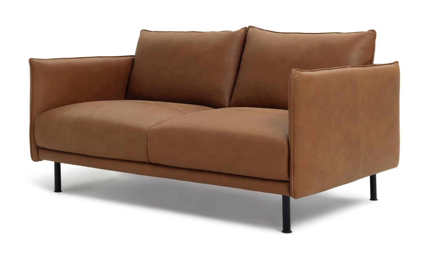Habitat Moore Leather 2 Seater Sofa - Tan - Image 8