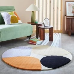 Habitat Geometric Circle Cut Pile Rug - 120x120cm - Multi