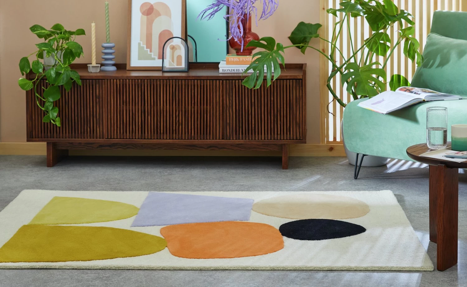 Habitat Geometric Cut Pile Rug - 120X170cm - Multicoloured - Image 2