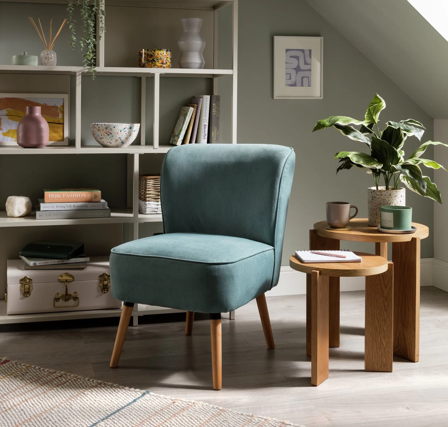 Habitat Eppy Fabric Accent Chair - Blue - Image 2