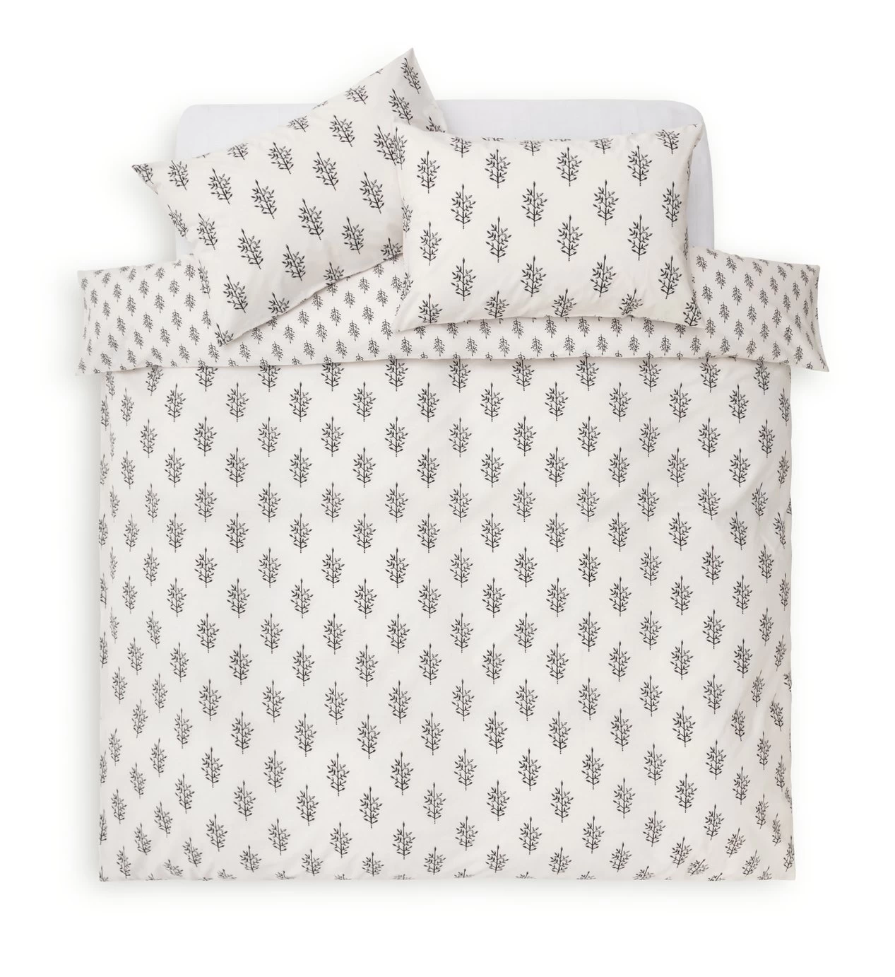 Habitat Woodblock Leaf White Bedding Set - Single - Image 3