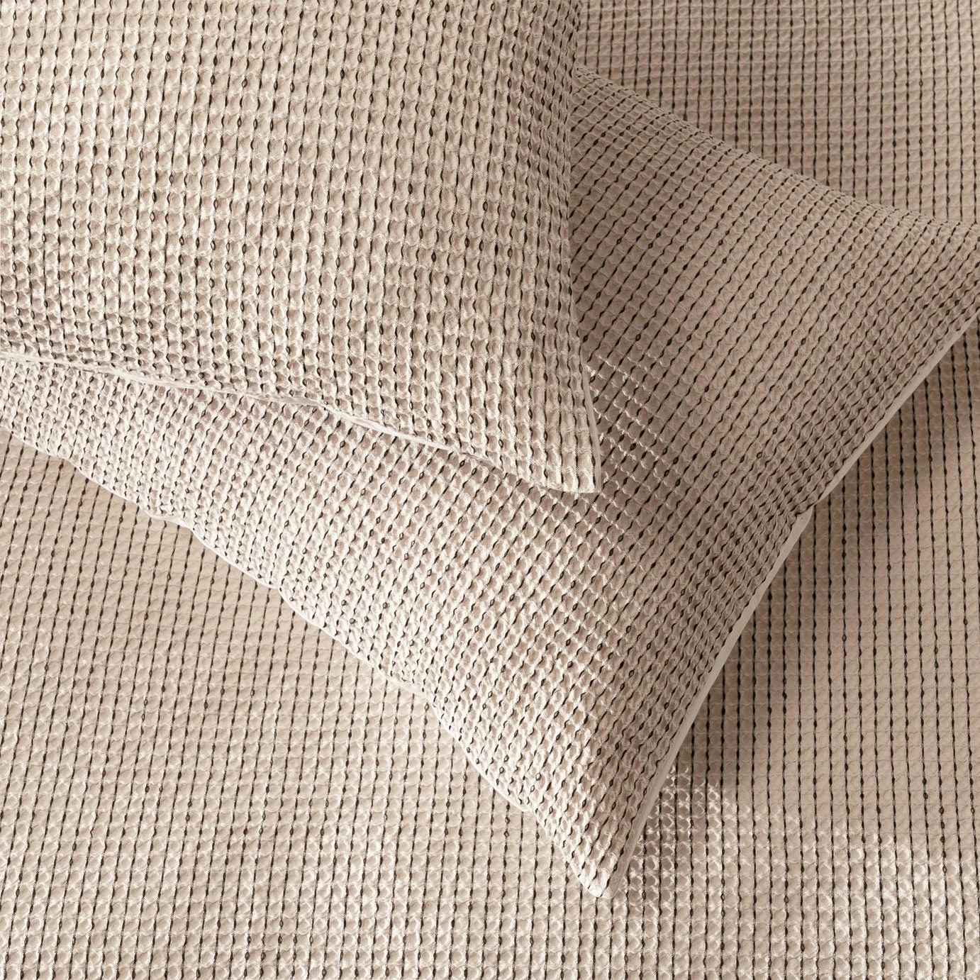 Habitat Cotton Contrast Waffle Beige Bedding Set - Single - Image 3