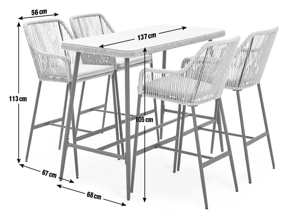 Habitat Malta 4 Seater Rattan Effect Garden Bar Set -Natural - Image 4