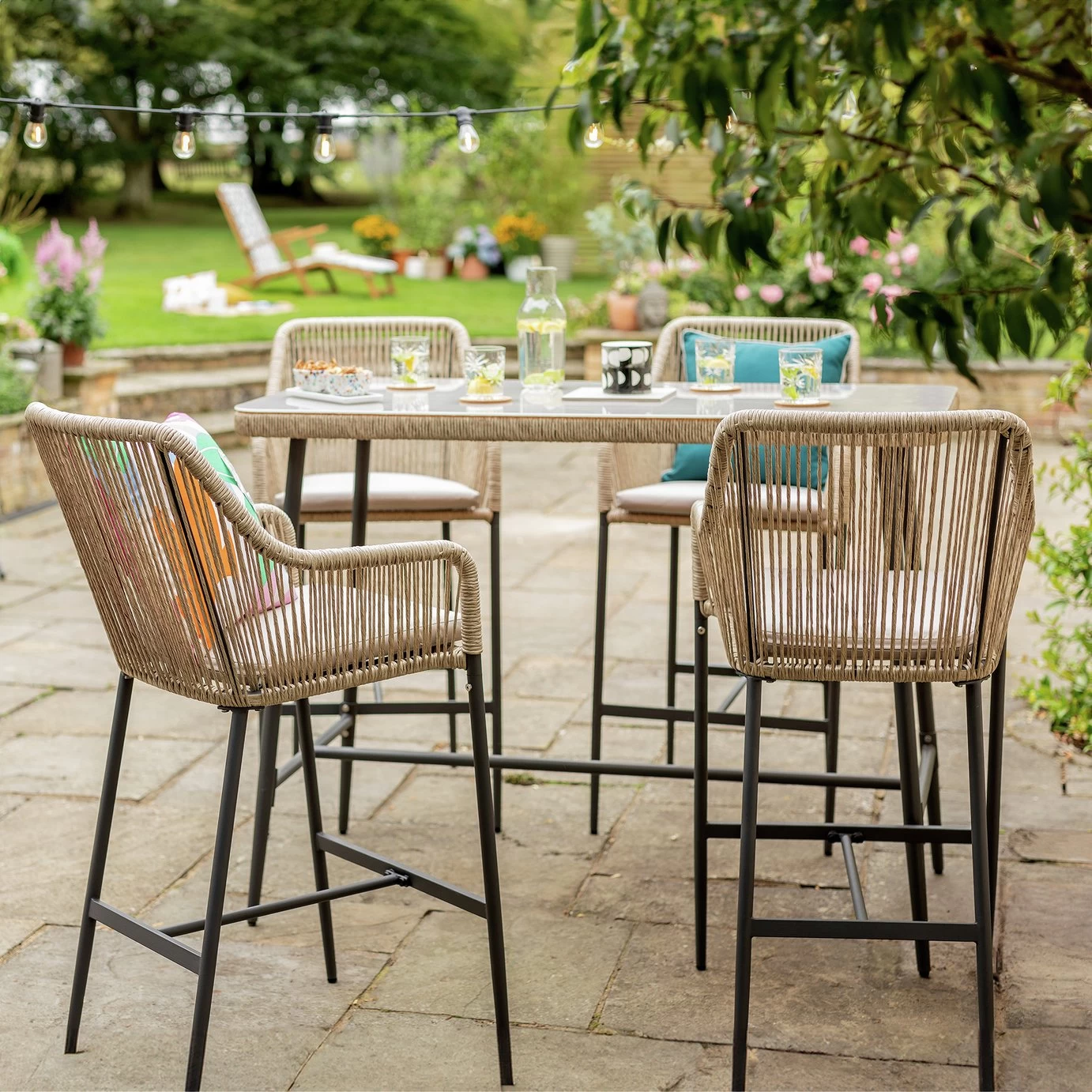 Habitat Malta 4 Seater Rattan Effect Garden Bar Set -Natural - Image 3