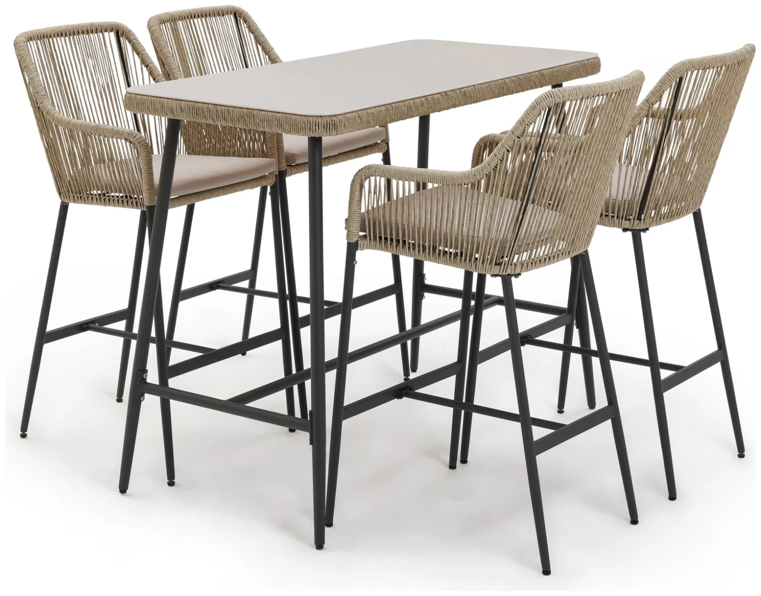 Habitat Malta 4 Seater Rattan Effect Garden Bar Set -Natural - Image 5
