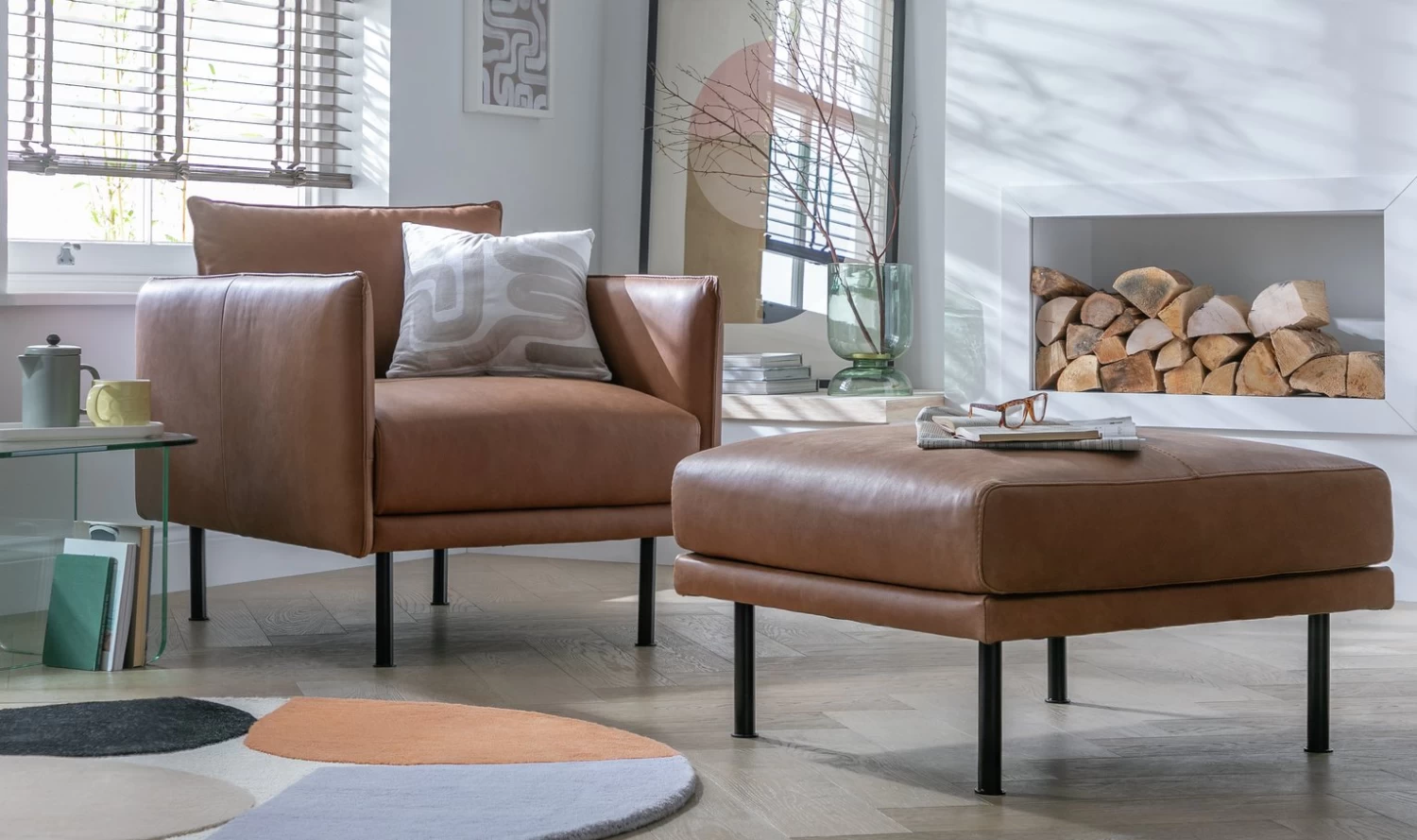 Habitat Moore Leather Armchair - Tan - Image 10