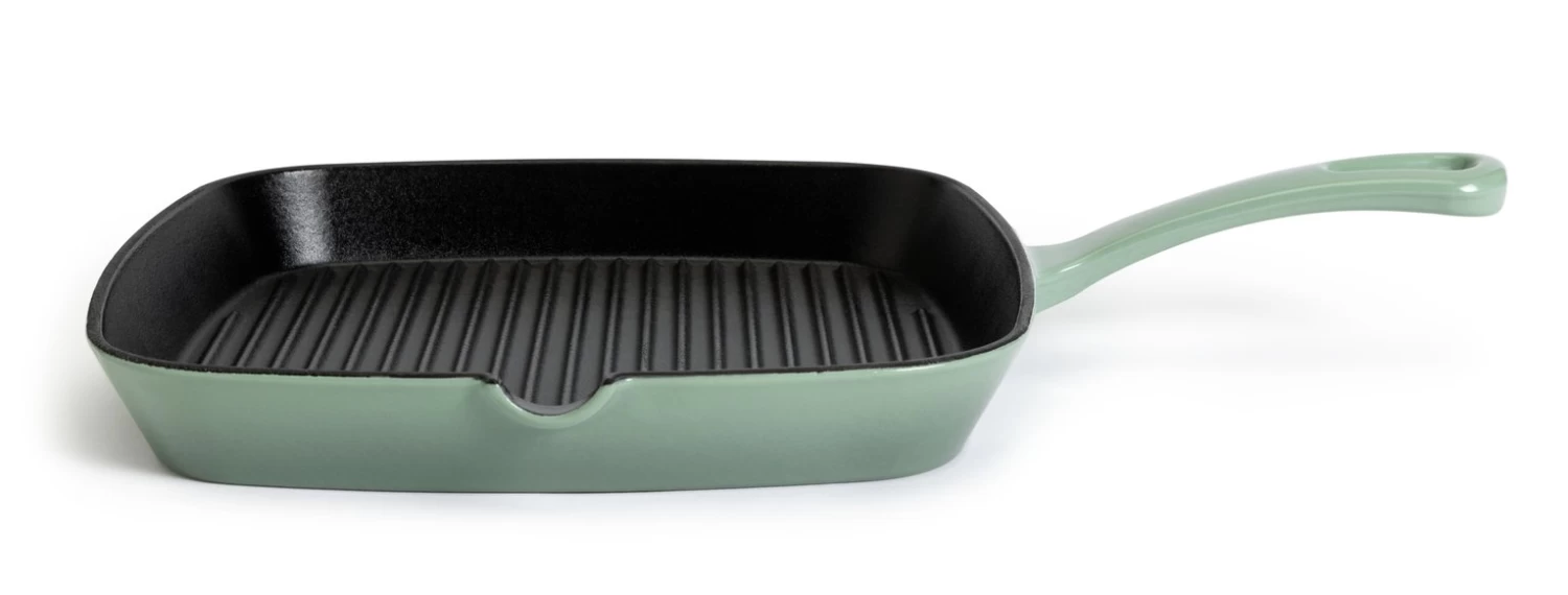 Habitat 23cm Cast Iron Griddle Pan - Sage Green