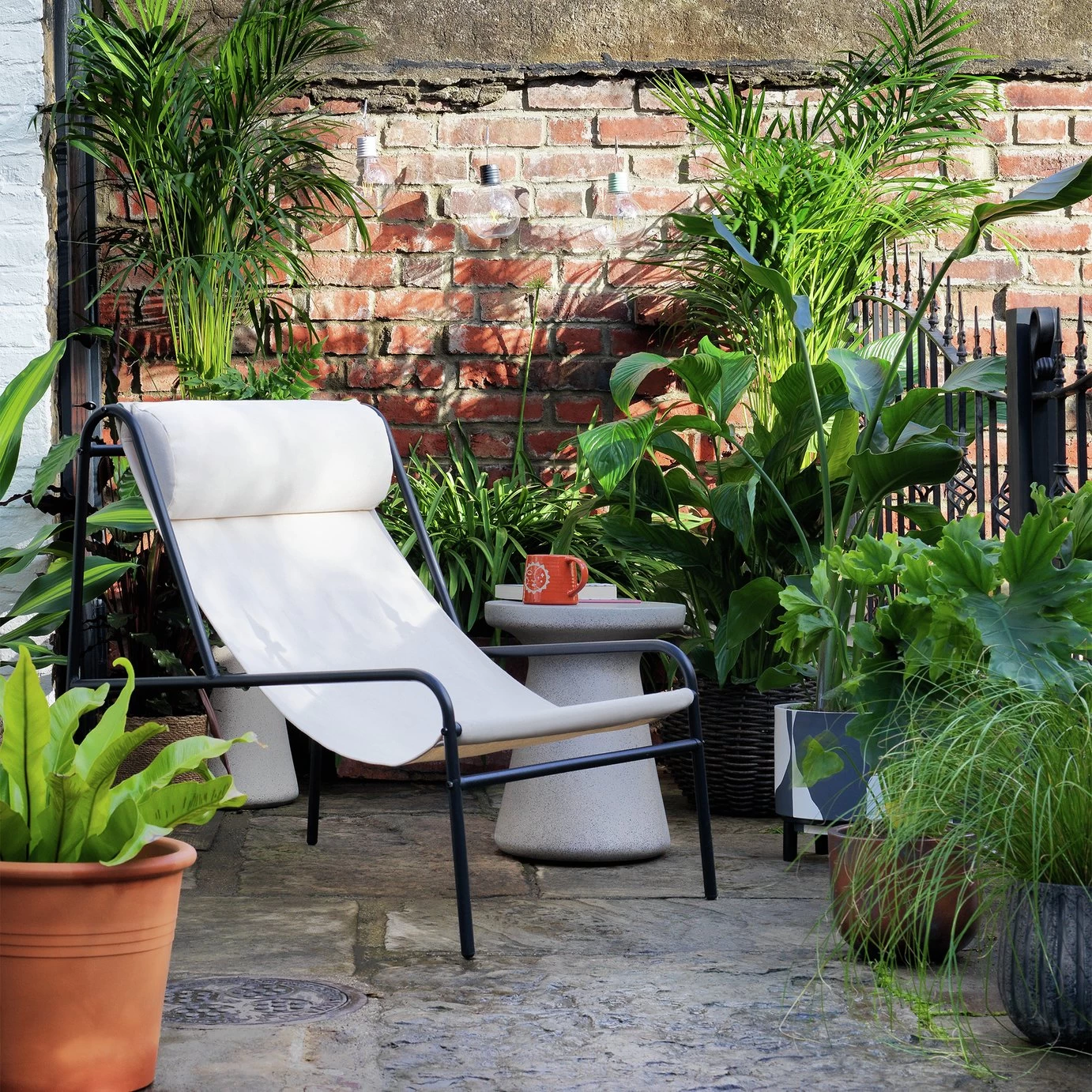 Habitat Teka Metal Garden Chair - Cream - Image 6