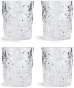 Habitat Palm Design Transparent Tumbler - Pack Of 4