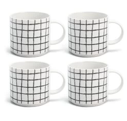 Habitat Grid Set Of 4 Mugs - White