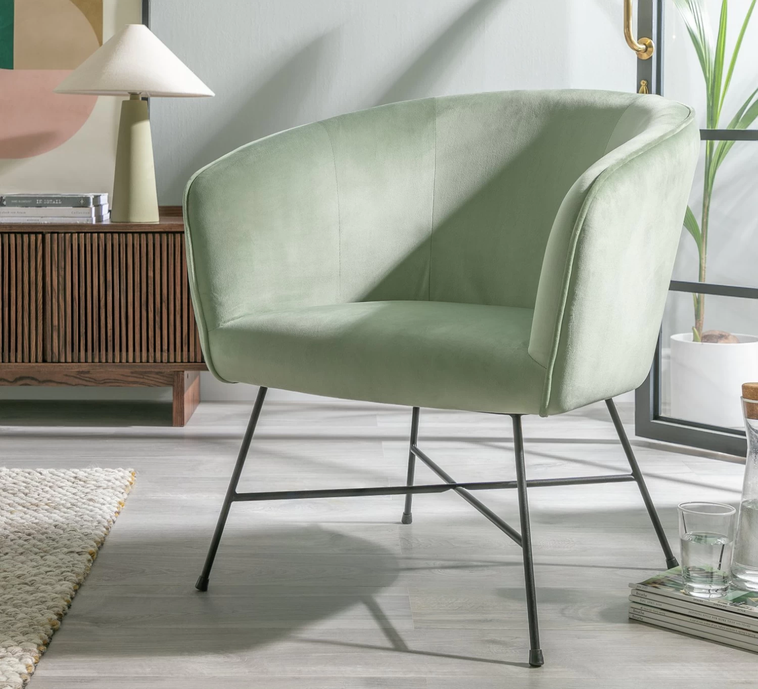 Habitat Jax Metal Accent Chair - Mint Green - Image 2
