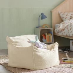 Habitat Kids Single Chair Boucle Bean Bag - Off White