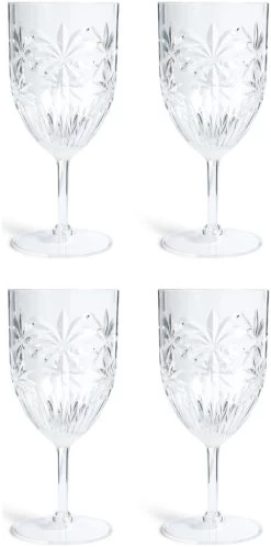 Habitat Palm Design Transparent Wine Glass - Pack Of 4