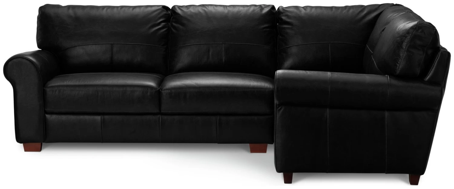 Habitat Salisbury Leather Left Hand Corner Sofa - Black - Image 5