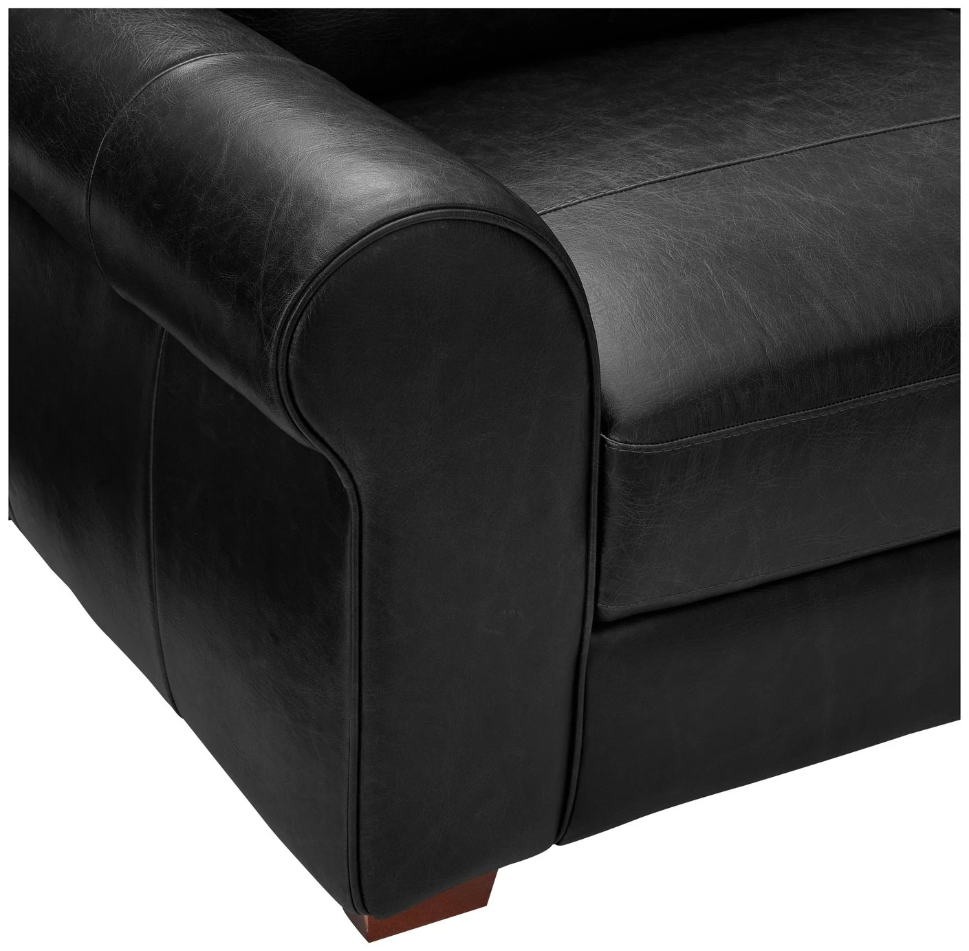 Habitat Salisbury Leather Left Hand Corner Sofa - Black - Image 7