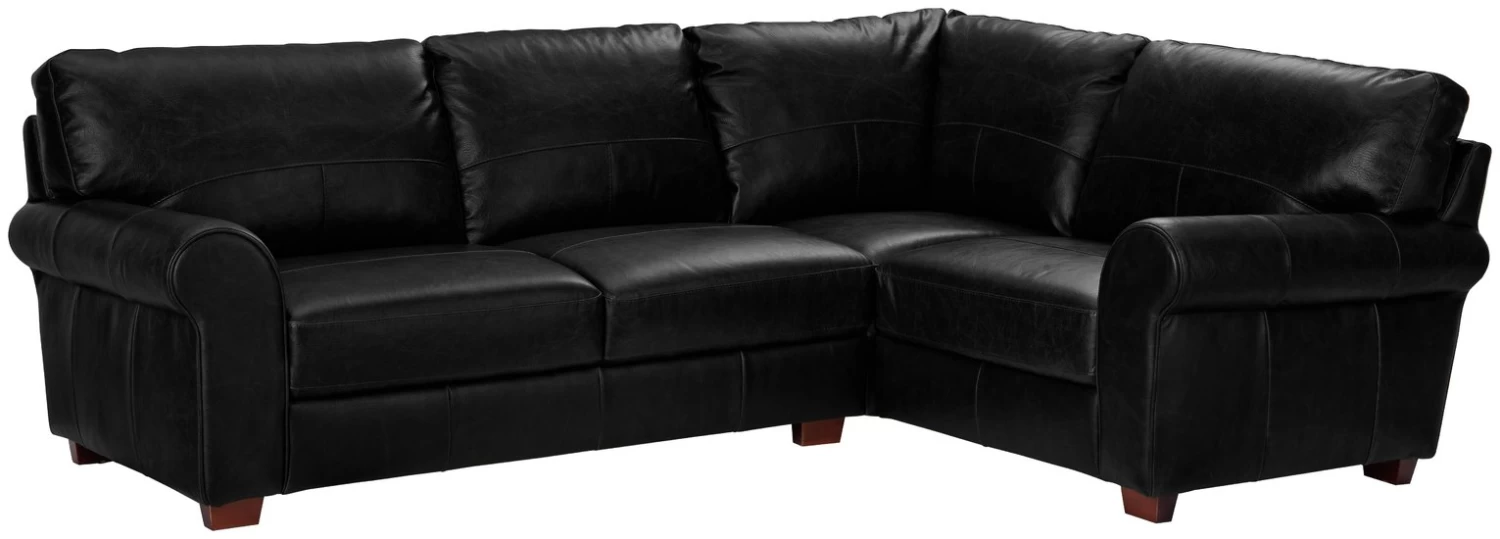 Habitat Salisbury Leather Left Hand Corner Sofa - Black - Image 9