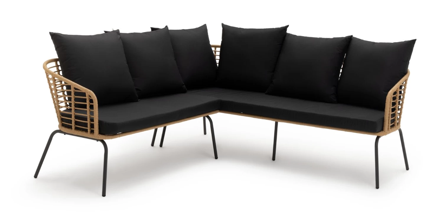 Habitat 7 Seater Rattan Effect Garden Corner Sofa Set- Black - Image 9