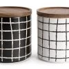 Habitat Grid Pack Of 2 Ceramic Canister - Black And White