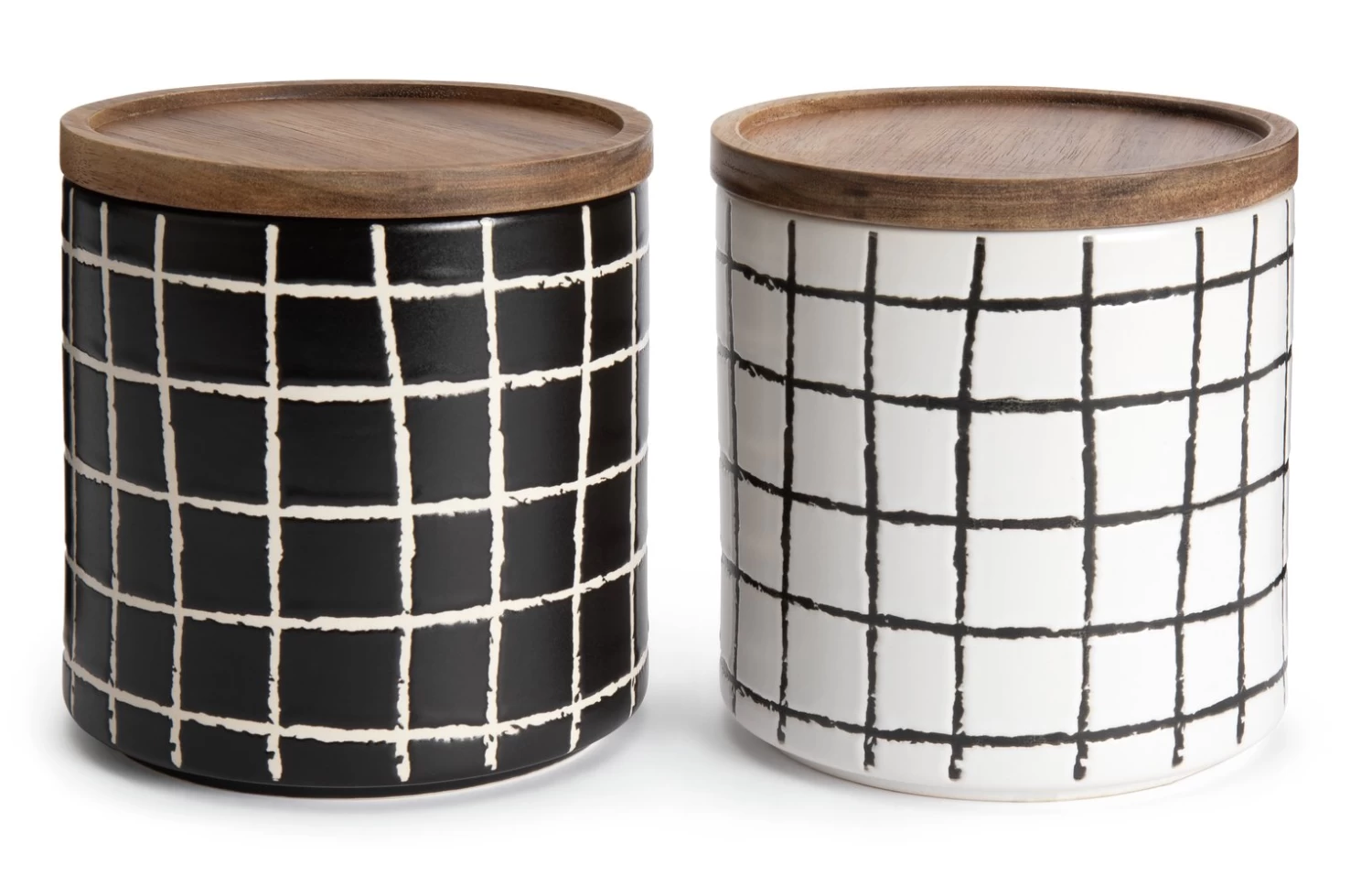 Habitat Grid Pack Of 2 Ceramic Canister - Black And White