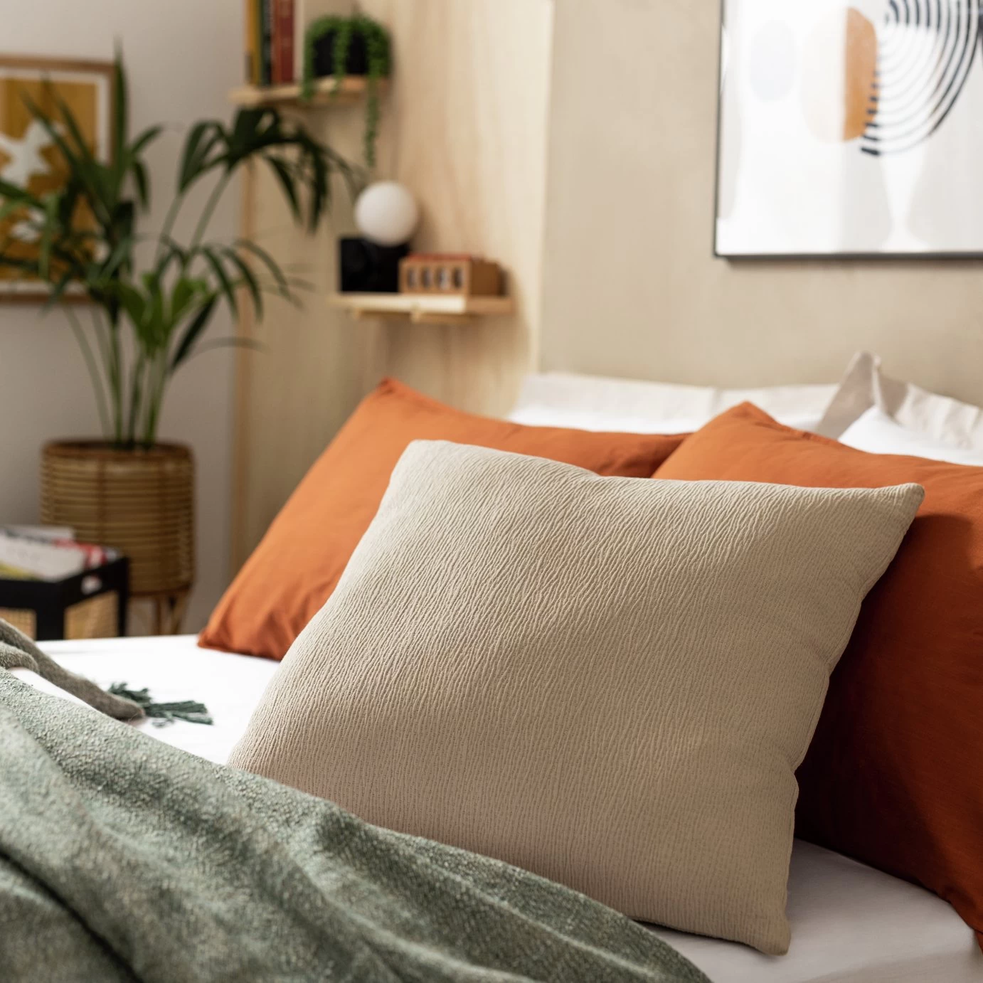 Habitat Textured Plain Cushion - Cream - 50x50cm