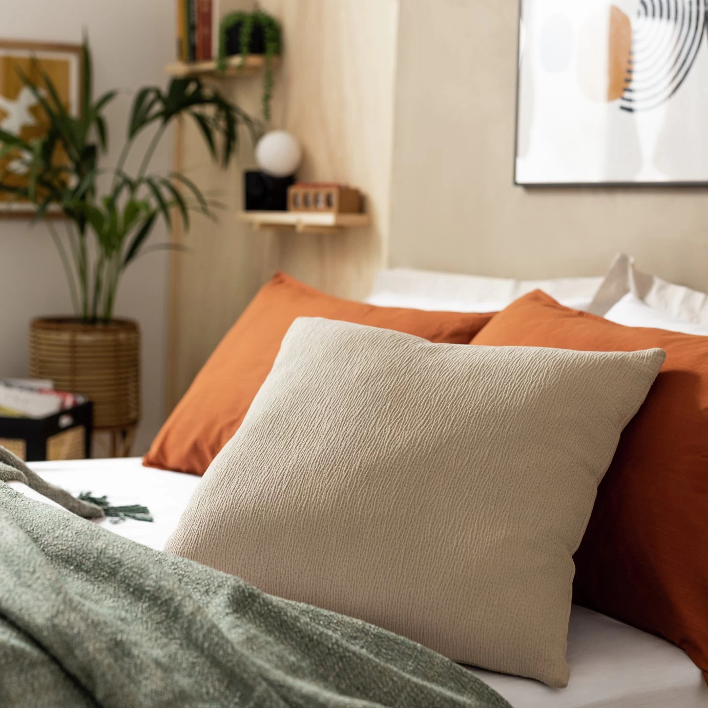 Habitat Textured Plain Cushion - Cream - 50x50cm - Image 2