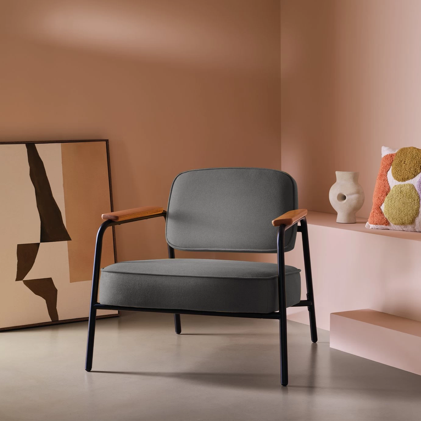 Habitat Jesper Fabric Accent Chair - Grey - Image 2