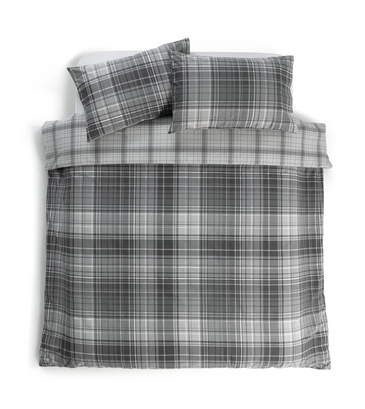 Habitat Grey Brushed Check Bedding Set - Single - Image 3