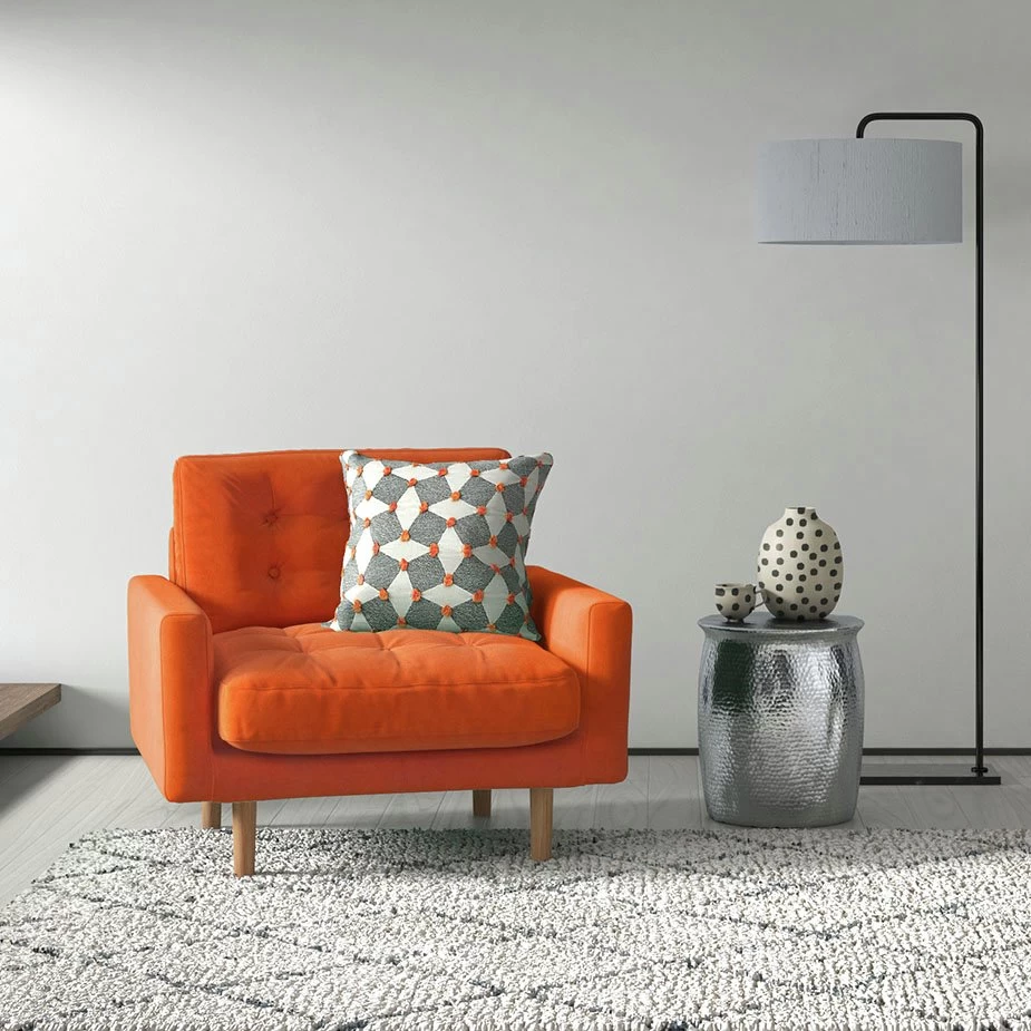 Habitat Fenner Velvet ArmChair - Moss Green - Image 2