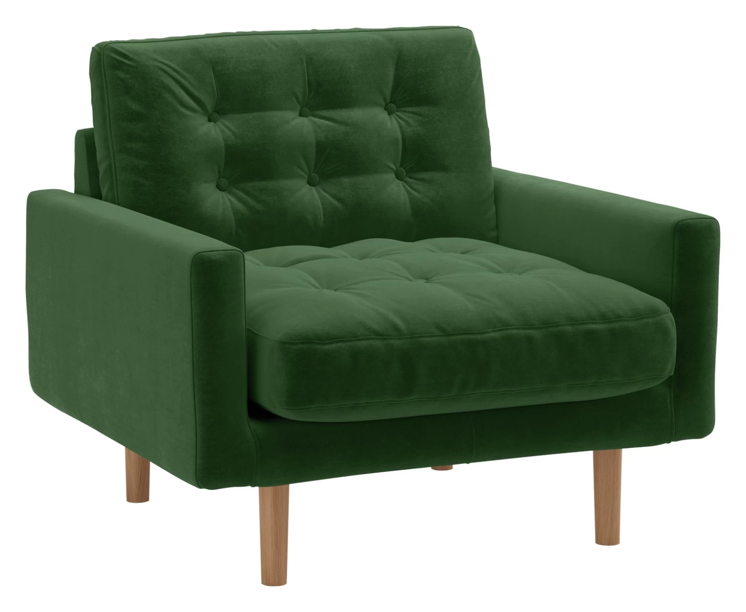 Habitat Fenner Velvet ArmChair - Moss Green - Image 7
