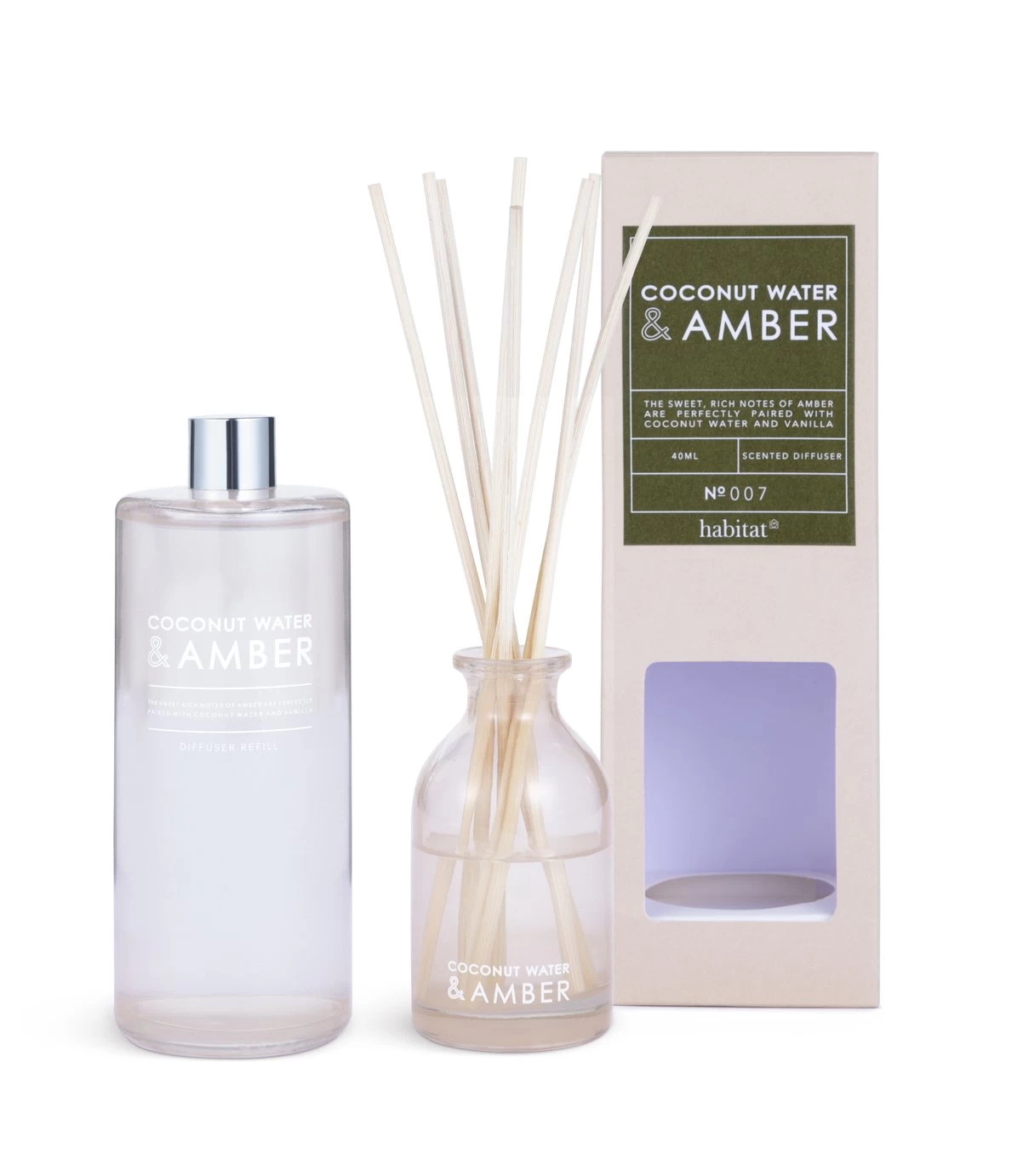 Habitat 90ml Diffuser & 180ml Refill - Coconut Water & Amber