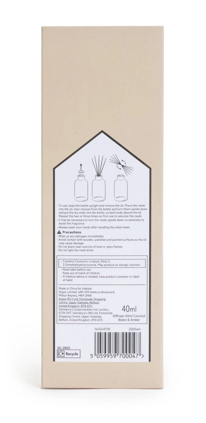 Habitat 90ml Diffuser & 180ml Refill - Coconut Water & Amber - Image 3