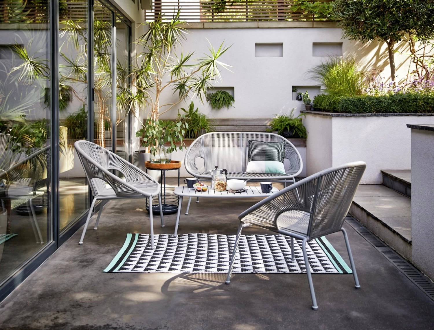 Habitat Nordic 4 Seater Rattan Garden Bistro Set - Grey - Image 2