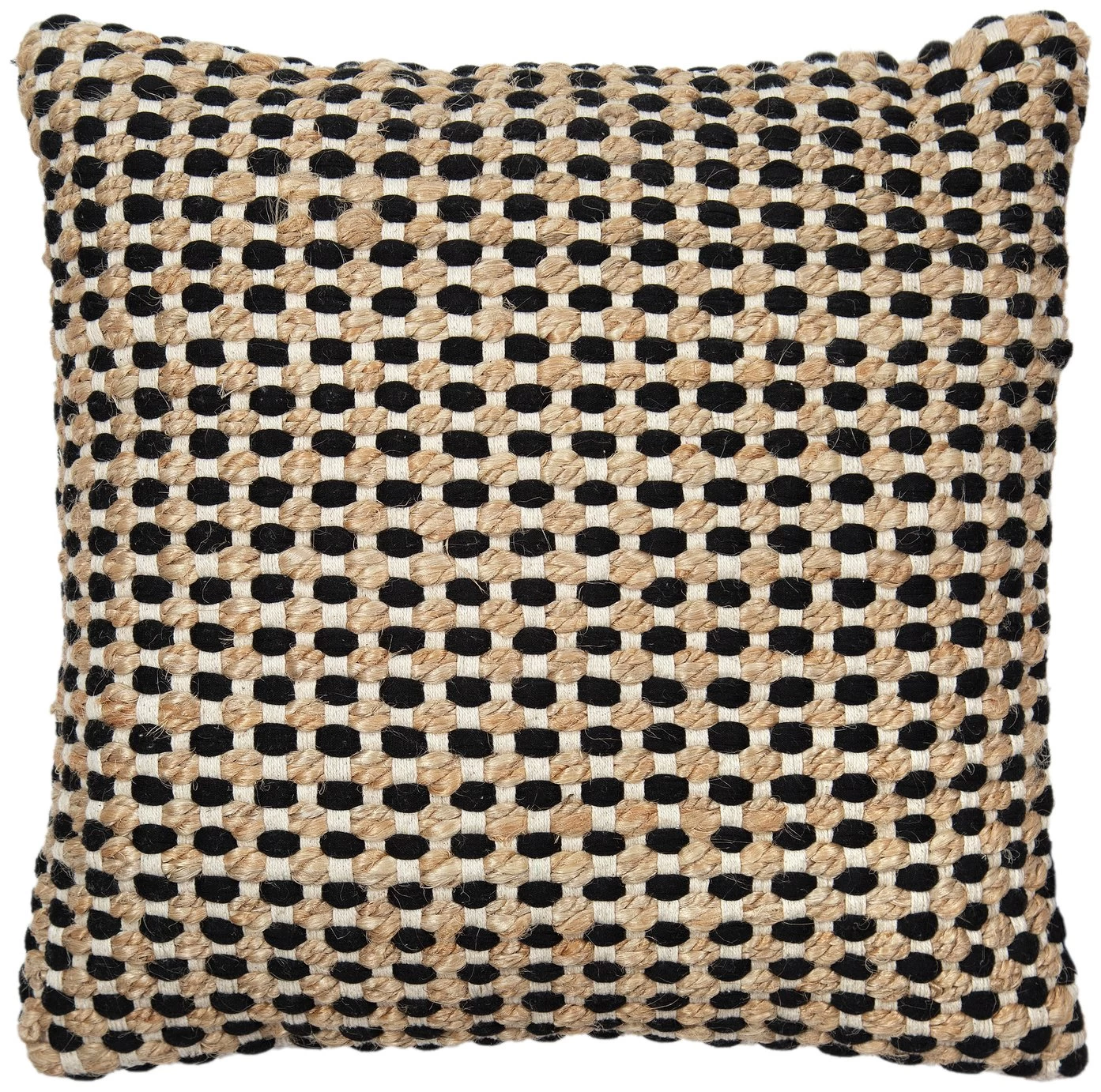Habitat Jute Mono Check Cushion - Natural - 43X43cm
