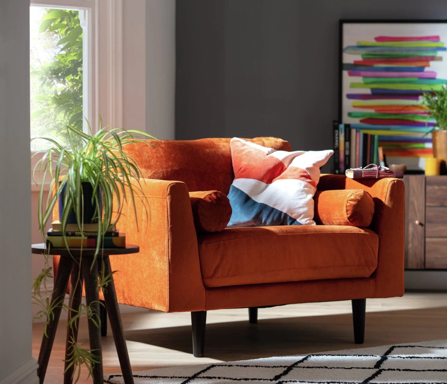 Habitat Jacob Fabric Cuddle Chair - Orange - Image 2