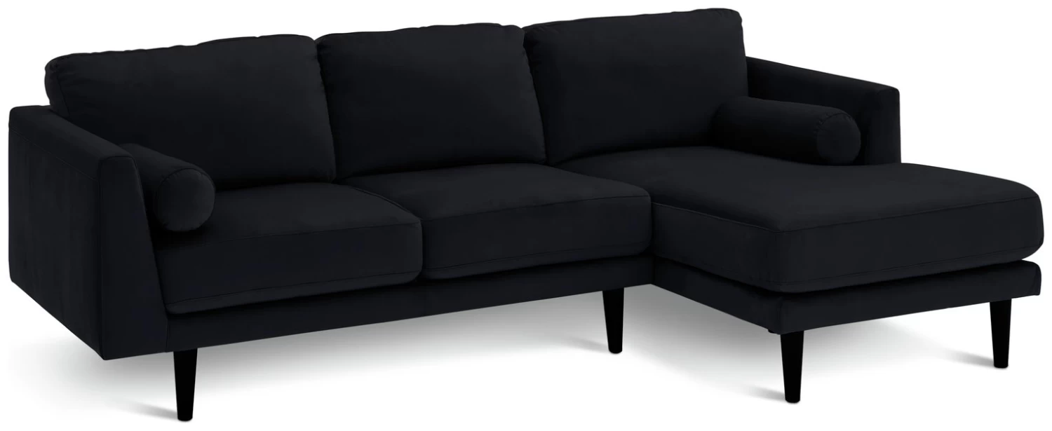 Habitat Jacob Velvet Right Hand Corner Sofa - Black