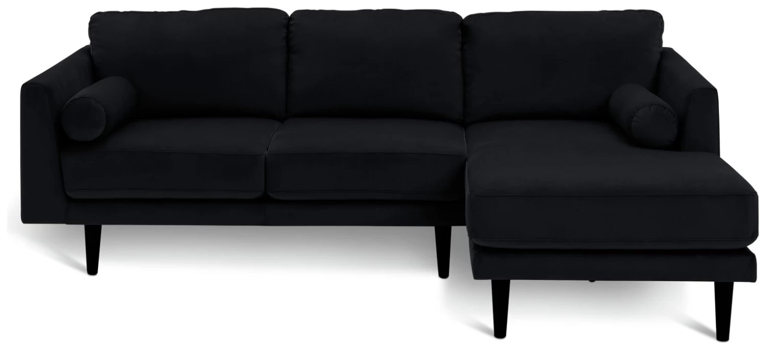 Habitat Jacob Velvet Right Hand Corner Sofa - Black - Image 4