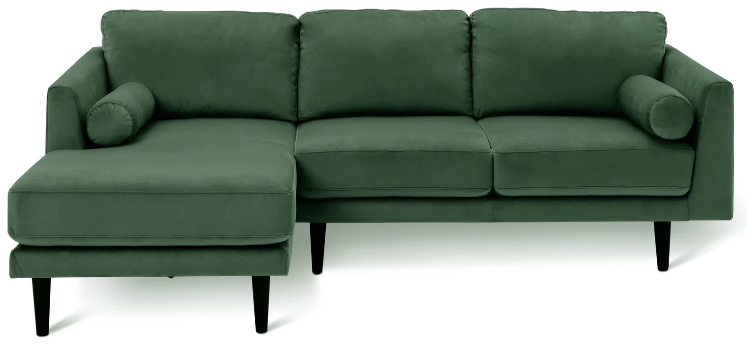 Habitat Jacob Velvet Left Hand Corner Sofa - Emerald Green - Image 3