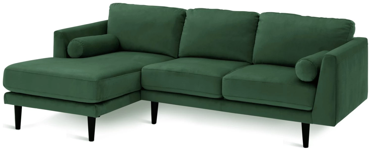 Habitat Jacob Velvet Left Hand Corner Sofa - Emerald Green - Image 4