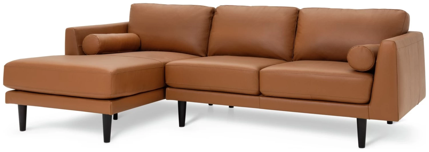 Habitat Jackson Leather Left Corner Chaise Sofa - Tan