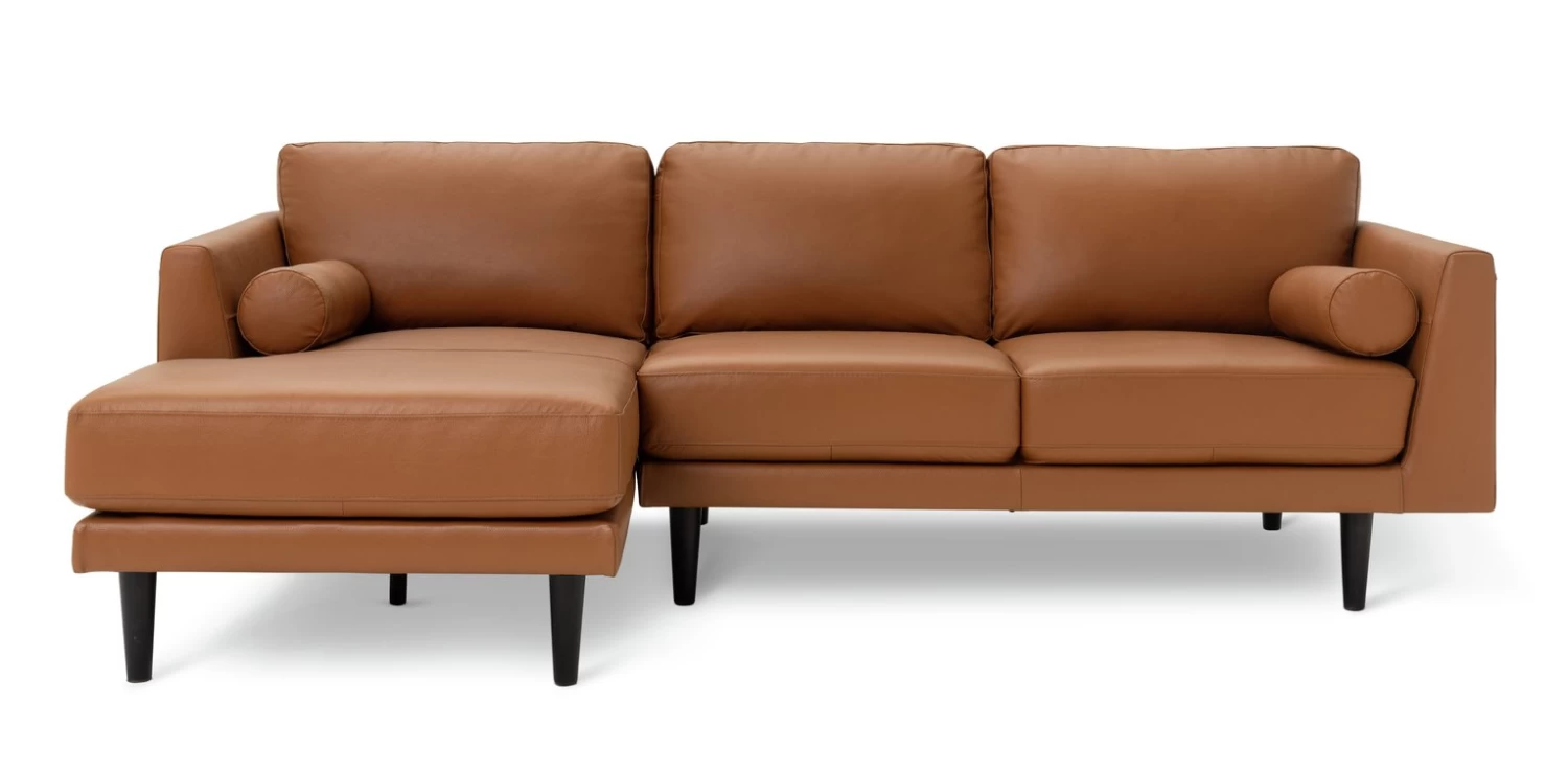 Habitat Jackson Leather Left Corner Chaise Sofa - Tan - Image 5