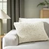 Habitat Faux Shearling Cushion - Oatmeal - 60X40cm