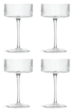 Habitat Ribbed Set Of 4 Champagne Coupe Glasses