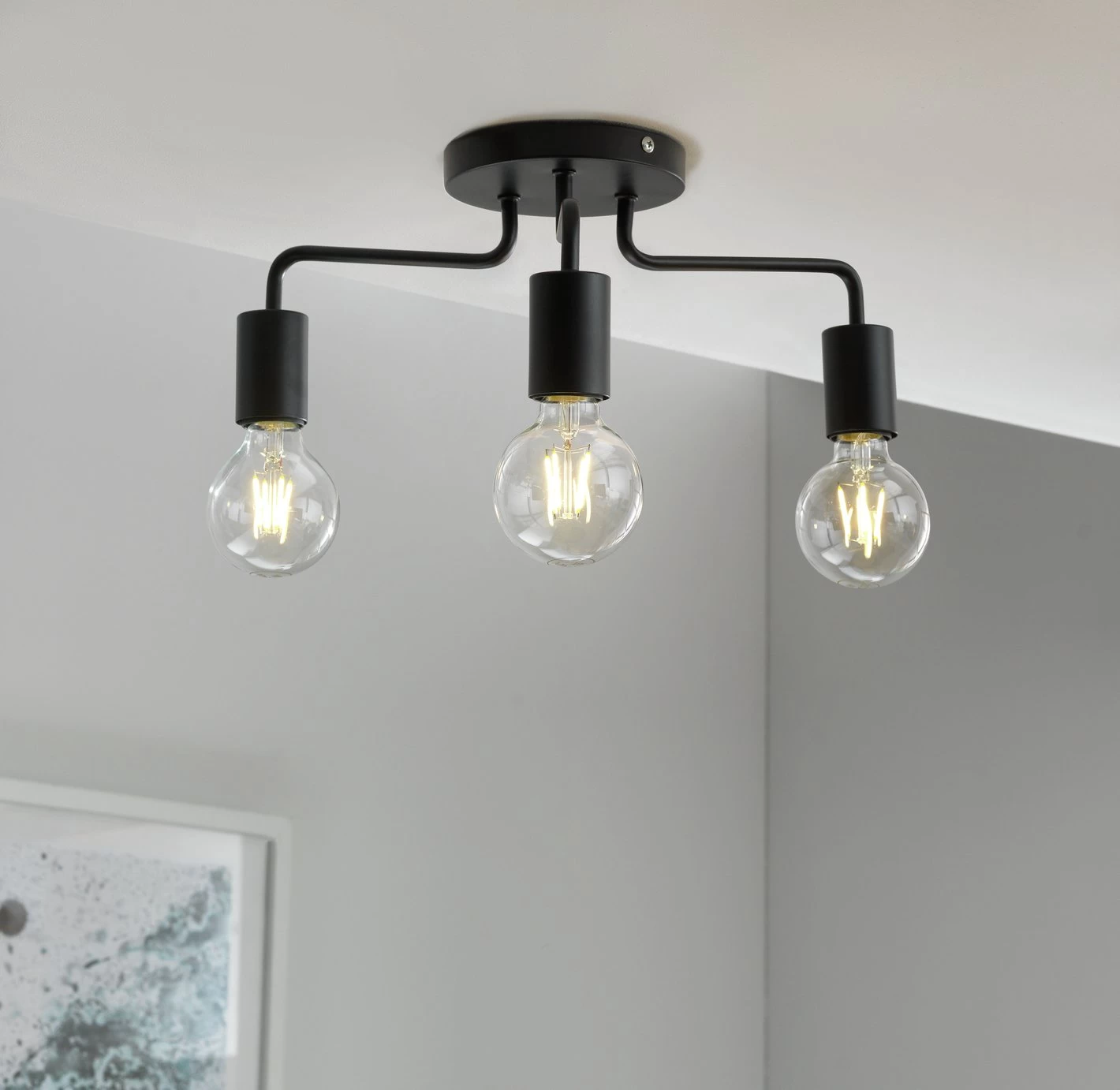 Habitat Rayner Steel 3 Light LED Flush Ceiling Light - Black - Image 7