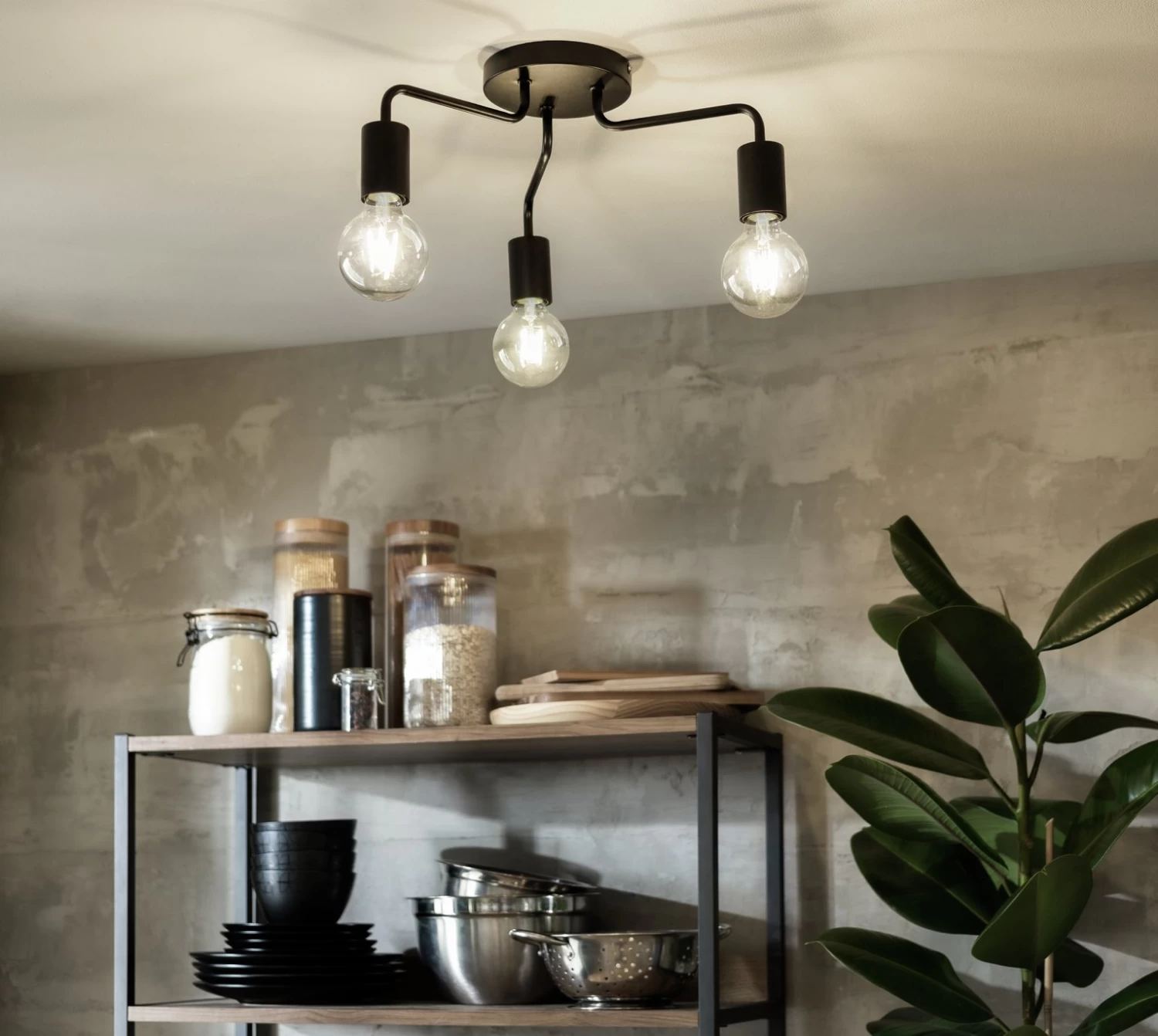 Habitat Rayner Steel 3 Light LED Flush Ceiling Light - Black - Image 8