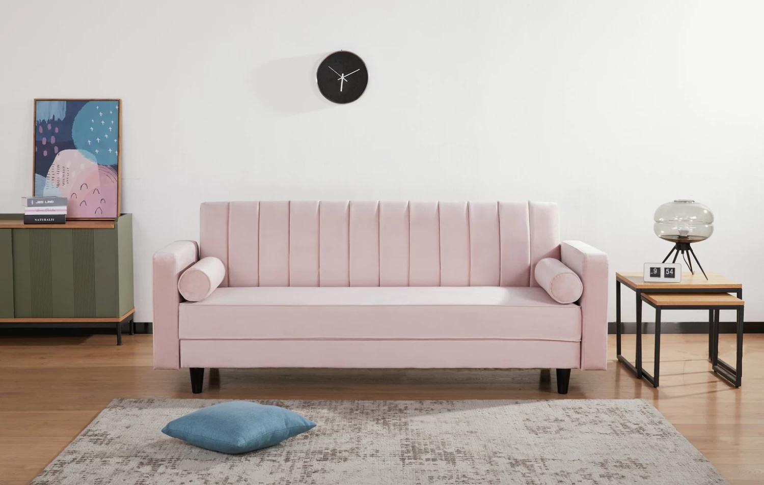 Habitat Preston Clic Clac Velvet Sofa Bed - Navy - Image 2