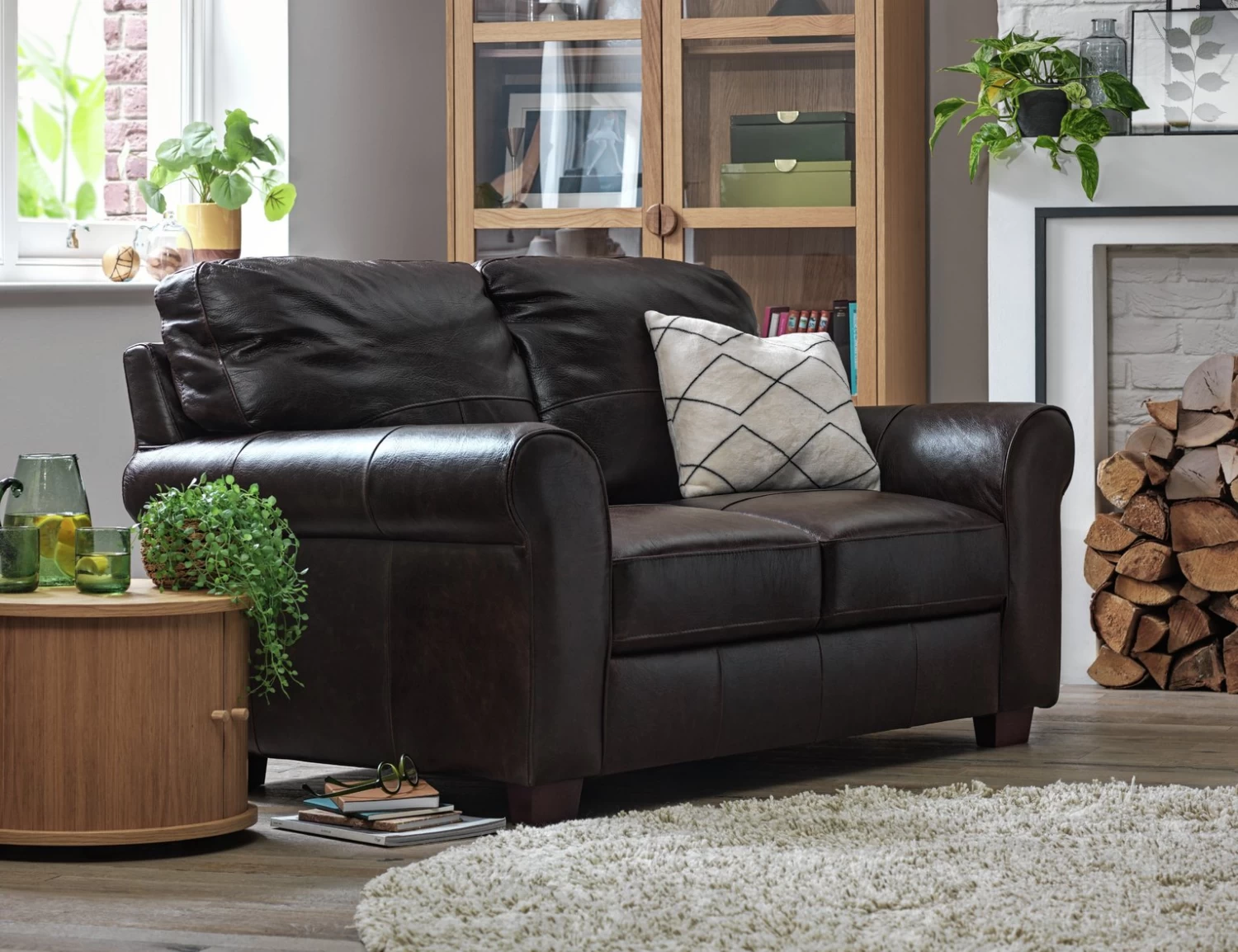 Habitat Salisbury Leather 2 Seater Sofa - Chocolate - Image 2