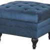 Habitat Chesterfield Velvet Storage Footstool - Blue