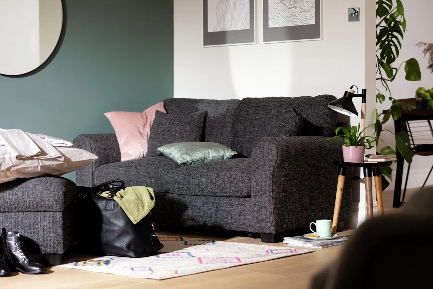 Habitat Lisbon Small Double Fabric Sofa Bed - Beige - Image 2